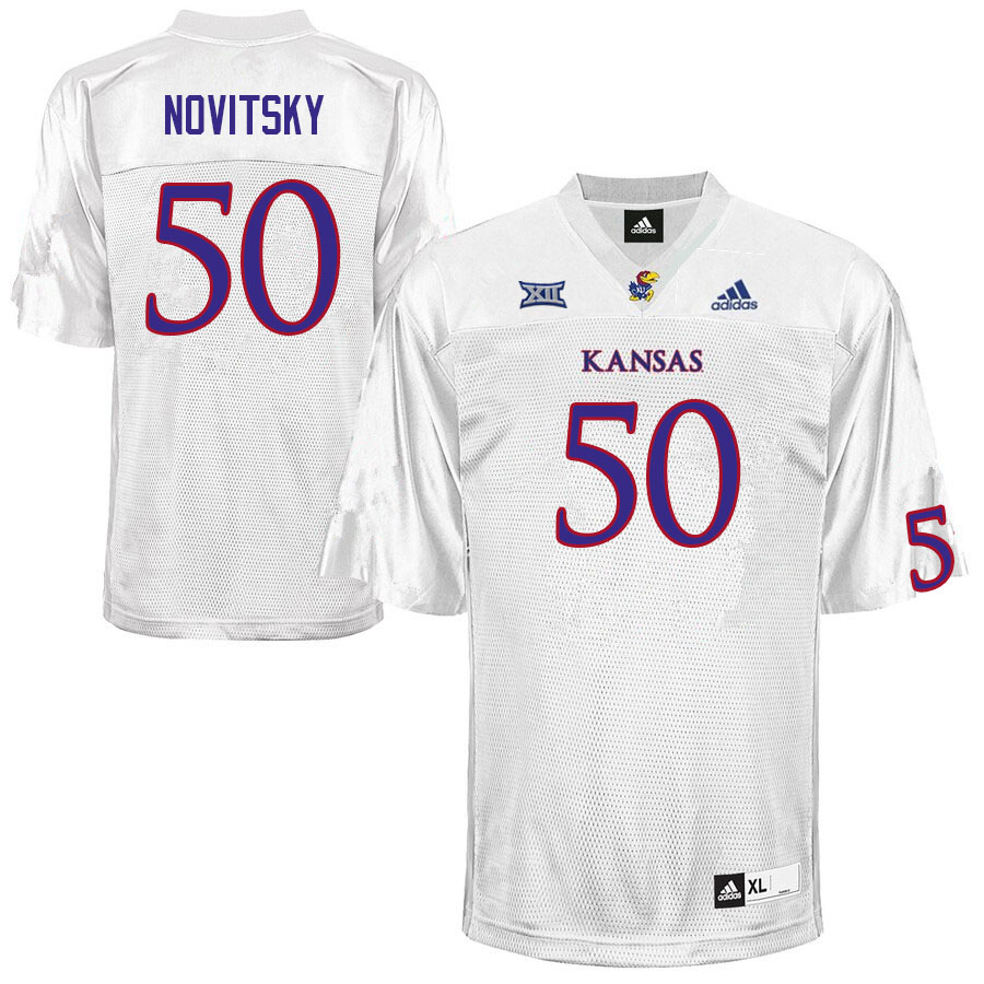 Men #50 Mike Novitsky Kansas Jayhawks College Football Jerseys Sale-White - Click Image to Close